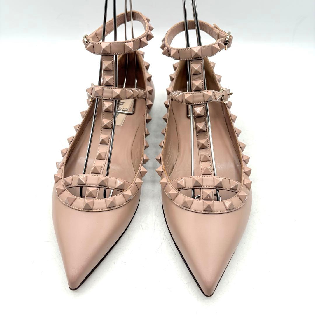 希少✨ ヴァレンティノ ロックスタッズ バレリーナ 【37】 ベージュ レザー