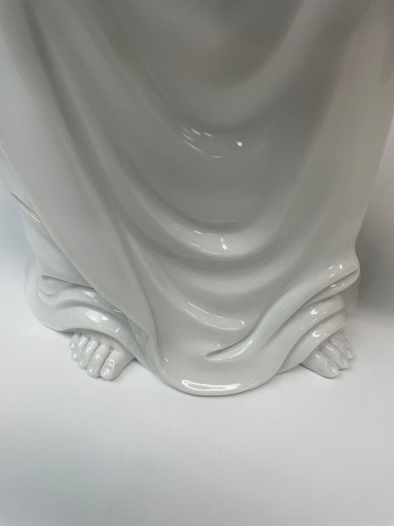 優美　樋渡陶六作　白磁魚藍観世音菩薩像　高さ52cm 好状態　本物保証