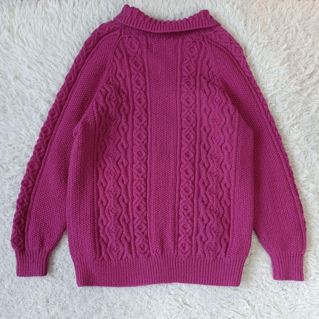 美品✨希少カラー インバーアラン　ニットカーディガン　フィッシャーマン 英国製