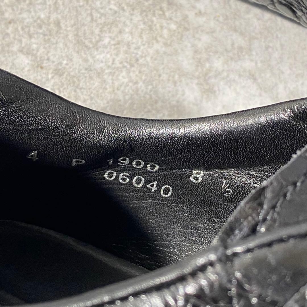 PRADA プラダ　革靴　ビジネス　シューズ　クロコ型押し　ブラック　25.5