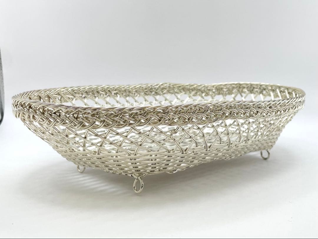 【S】銀座和光 WAKO 銀仕上げ 手編み トレイ 3点セット