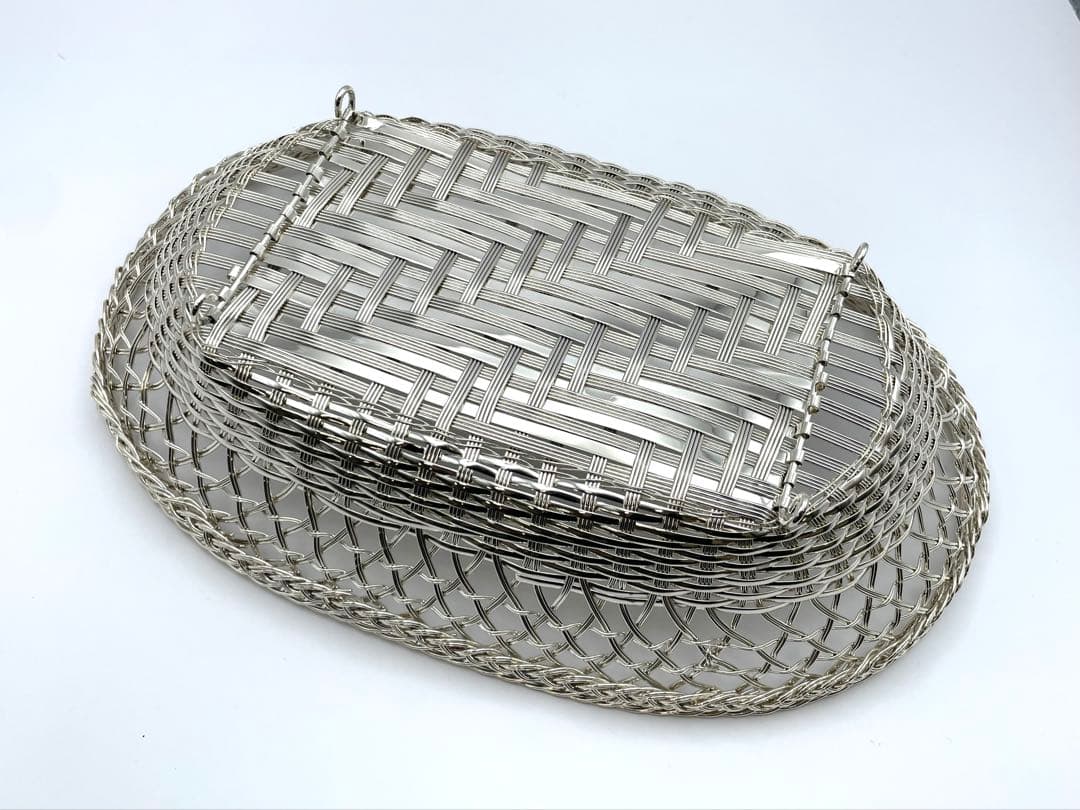 【S】銀座和光 WAKO 銀仕上げ 手編み トレイ 3点セット