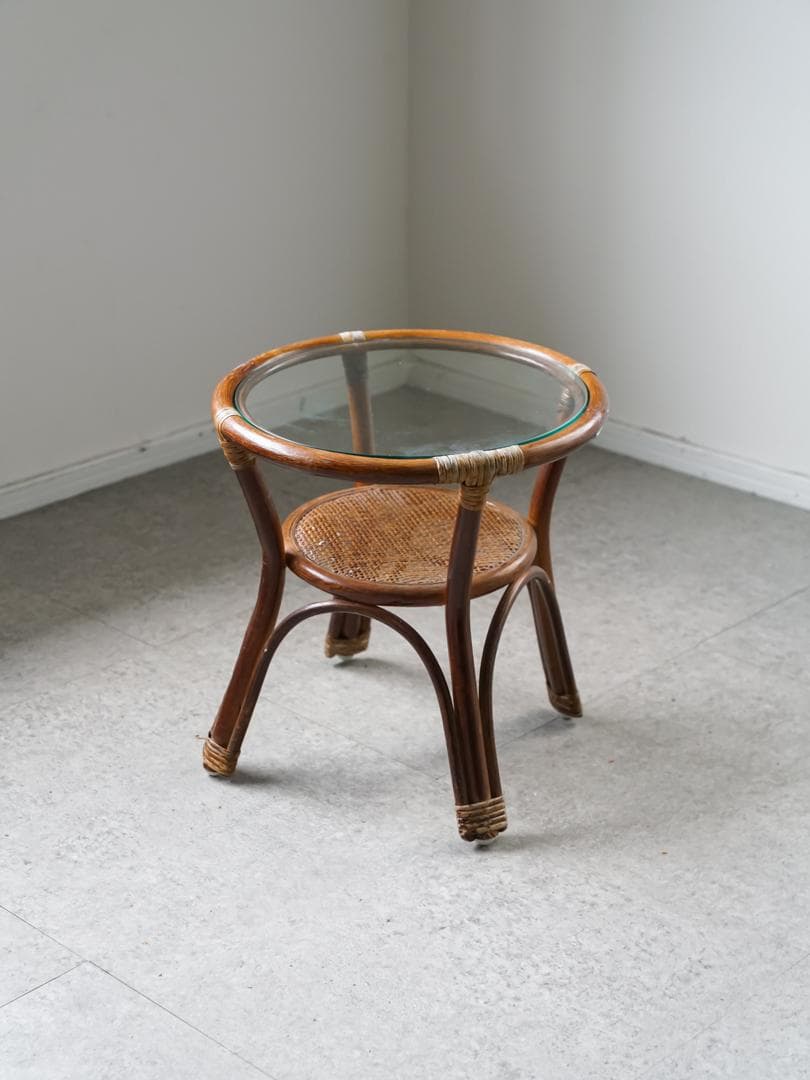 ヴィンテージ ラタン サイドテーブル 籐 ジャパニーズモダン ナチュラル