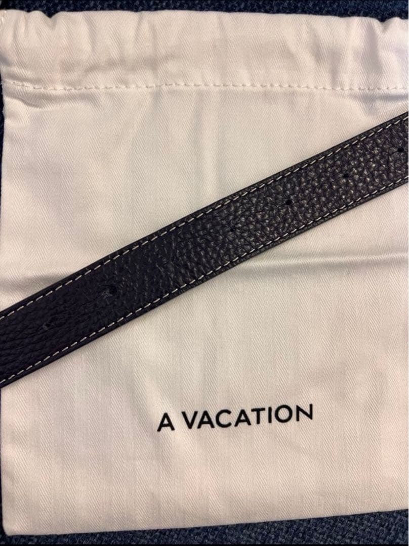 A VACATION ハートバックルベルト ネイビー/グレーxシルバー80cm