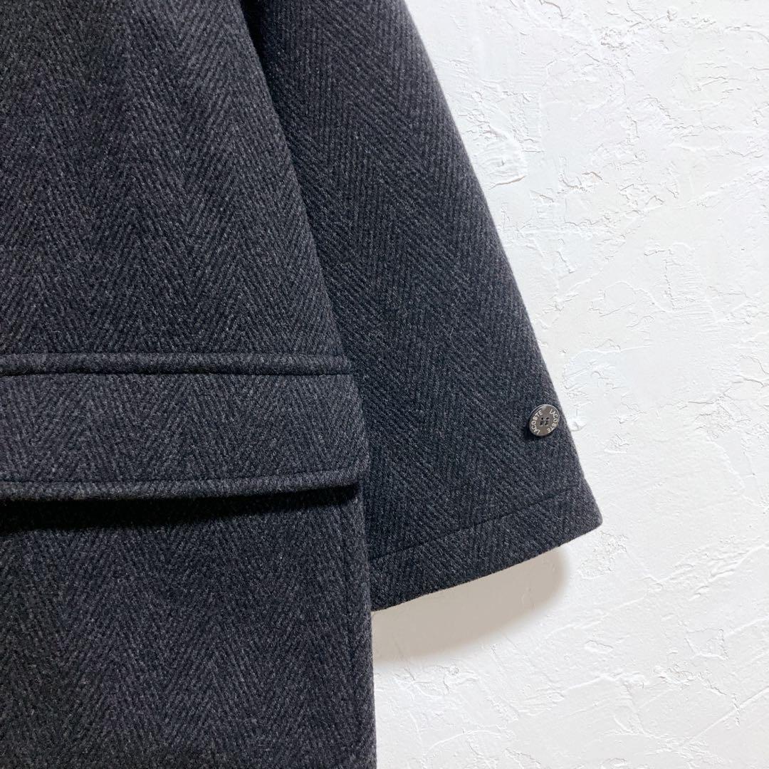 ラコステ　ヘリンボーン　ダッフルコート　フード　グレー　L