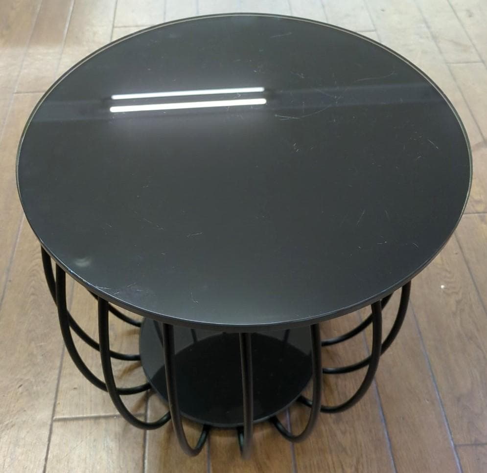 〈即購入可〉ドリームベッド サイドテーブル ガラステーブル ブラック アイアン