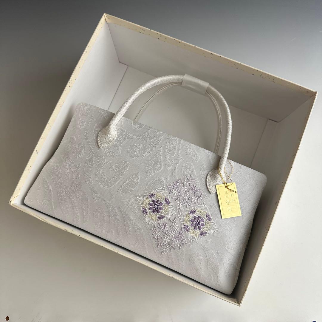 新品未使用 ！！刺繍入り！！京都 西陣 正絹 帯使用 利休バッグ　25121