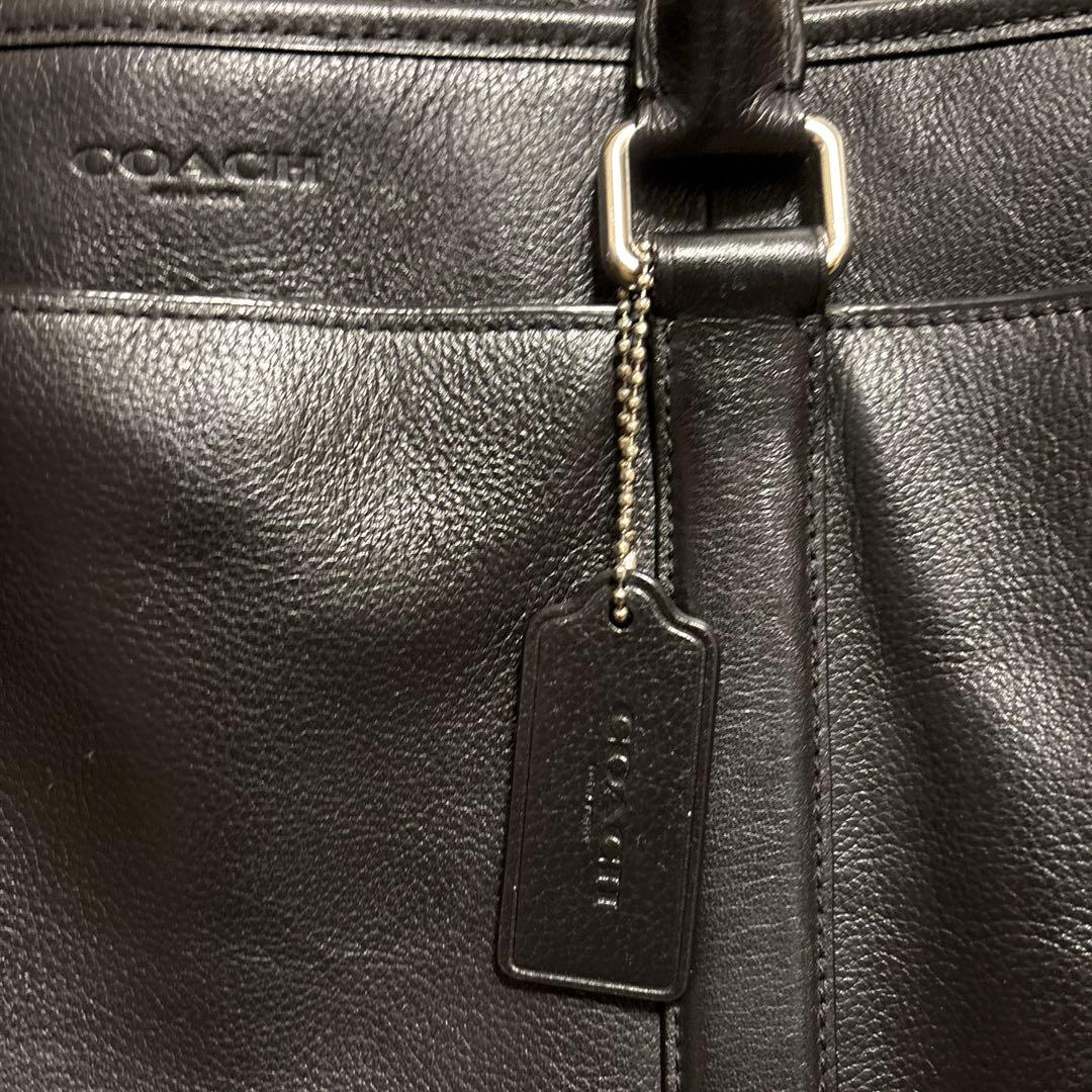 COACHメトロポリタン　ブラックレザービジネストートバッグ