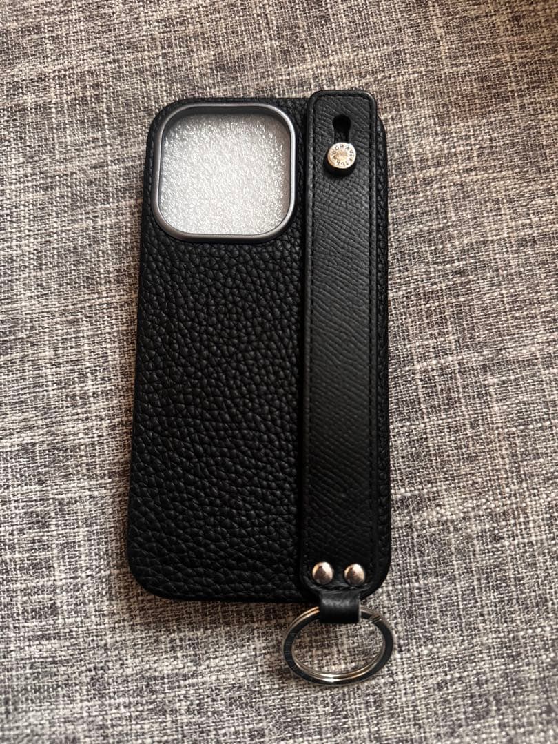ハンドル付き バックカバーケース シュリンクレザー　iPhone15pro