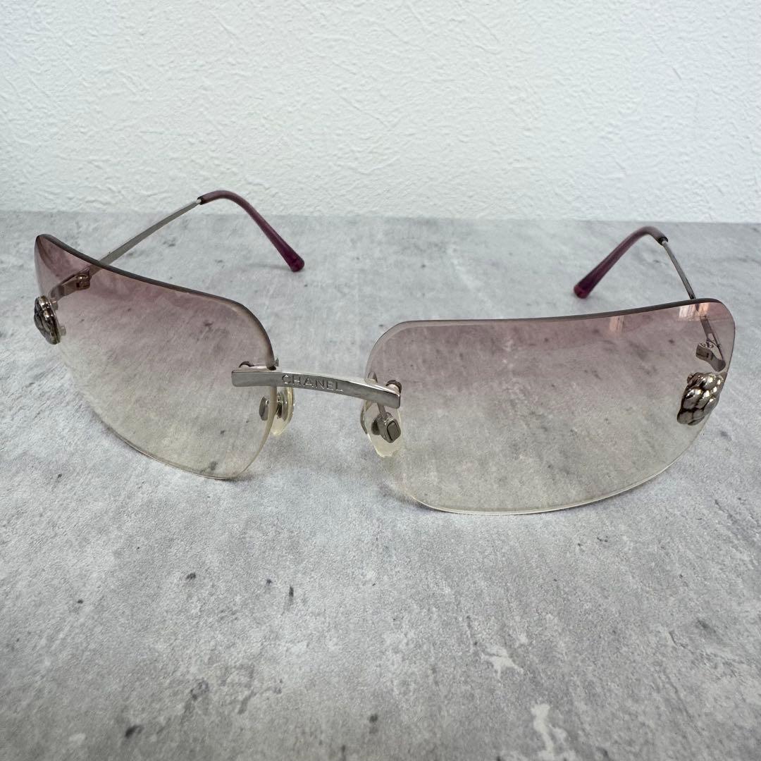 【美品】シャネル CHANEL サングラス カメリア ツーポイント カラーレンズ