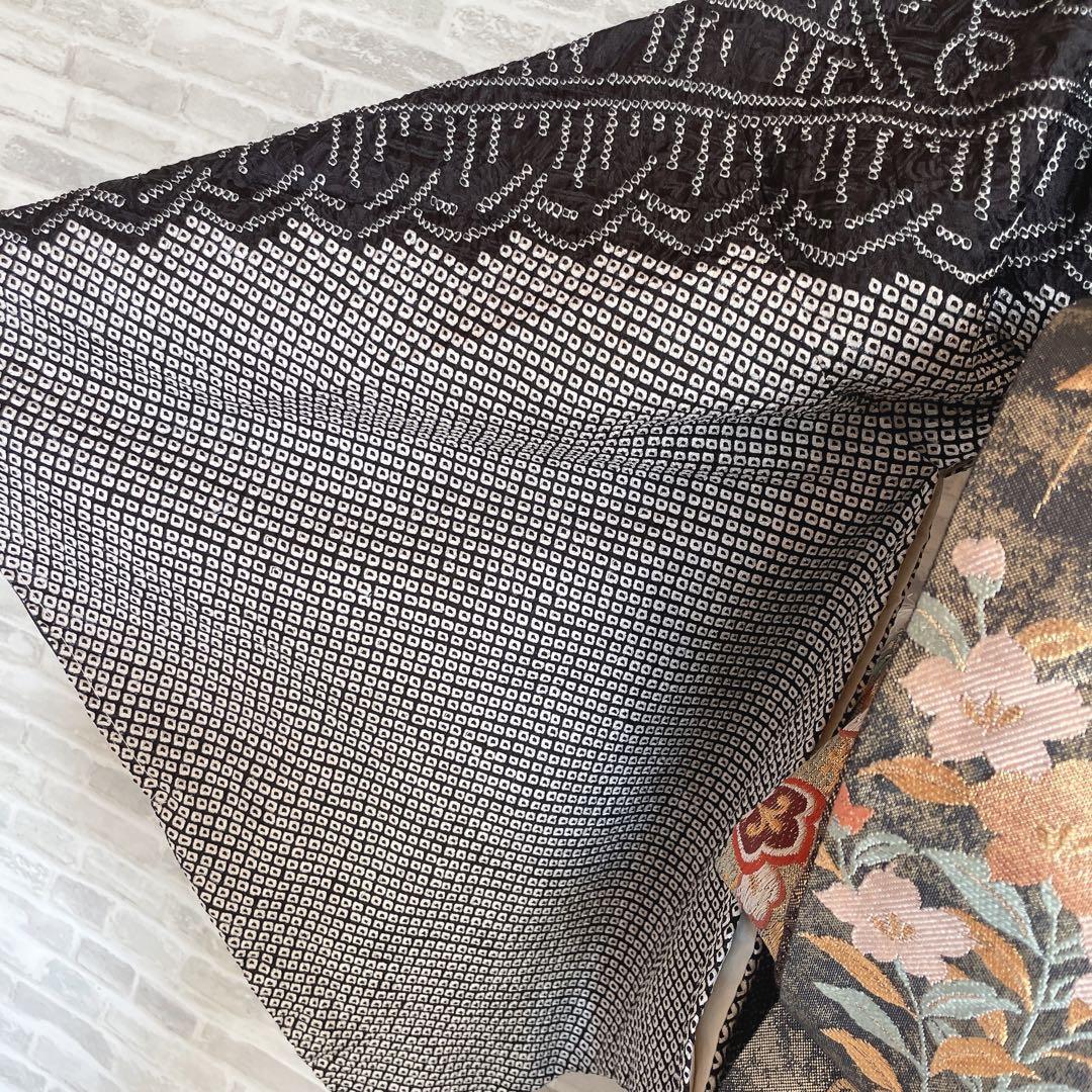 訪問着　フルセット　総絞り　宝相華　モノトーン　入学式　卒業式　着物　Q4