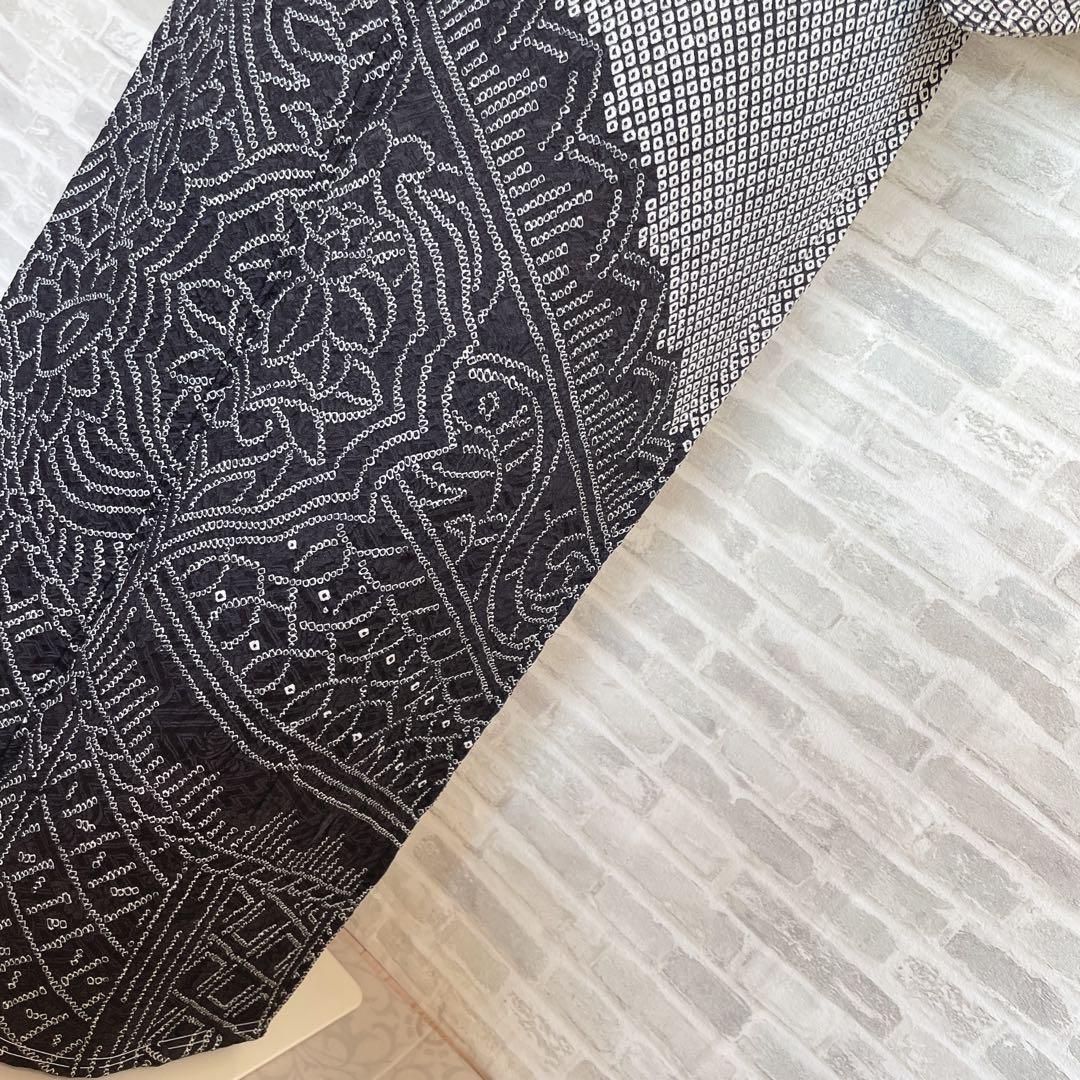 訪問着　フルセット　総絞り　宝相華　モノトーン　入学式　卒業式　着物　Q4