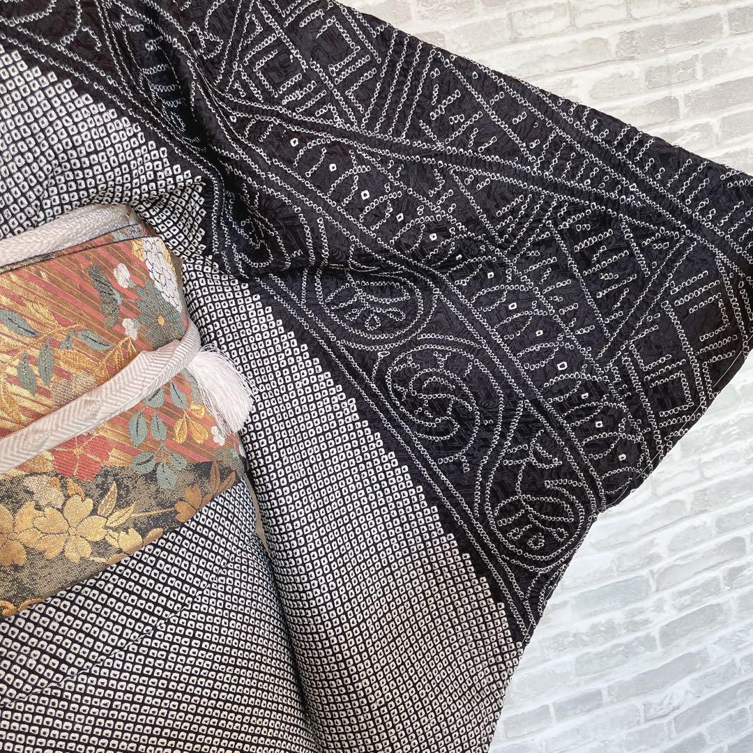 訪問着　フルセット　総絞り　宝相華　モノトーン　入学式　卒業式　着物　Q4