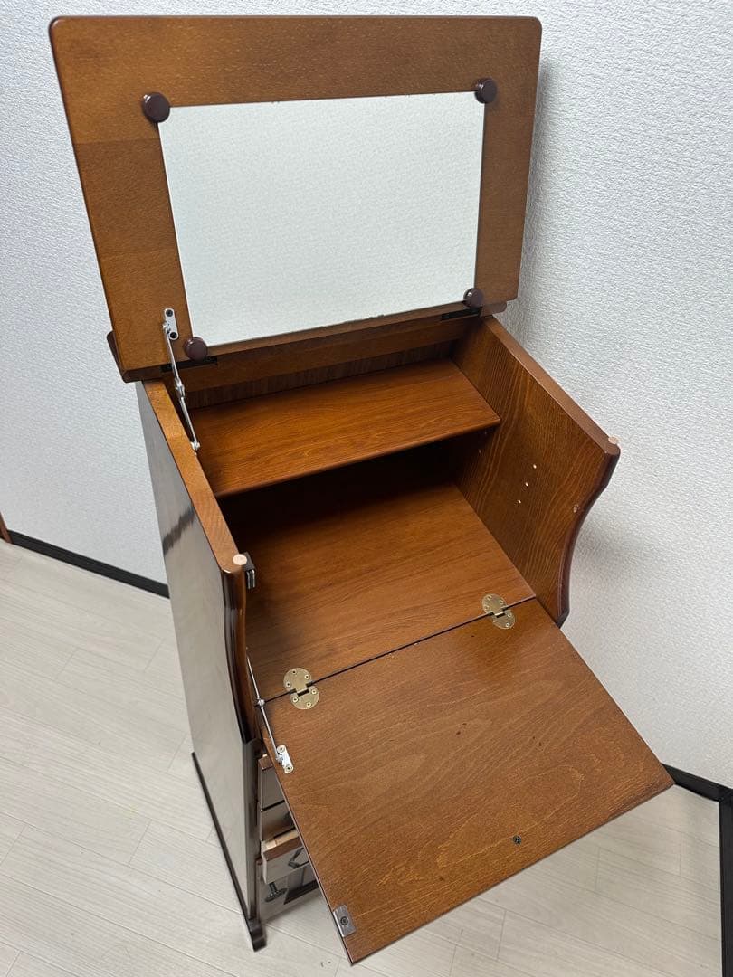 カリモク コロニアル ドレッサー チェスト 化粧台 鏡 ミラー 希少品 ※i4※