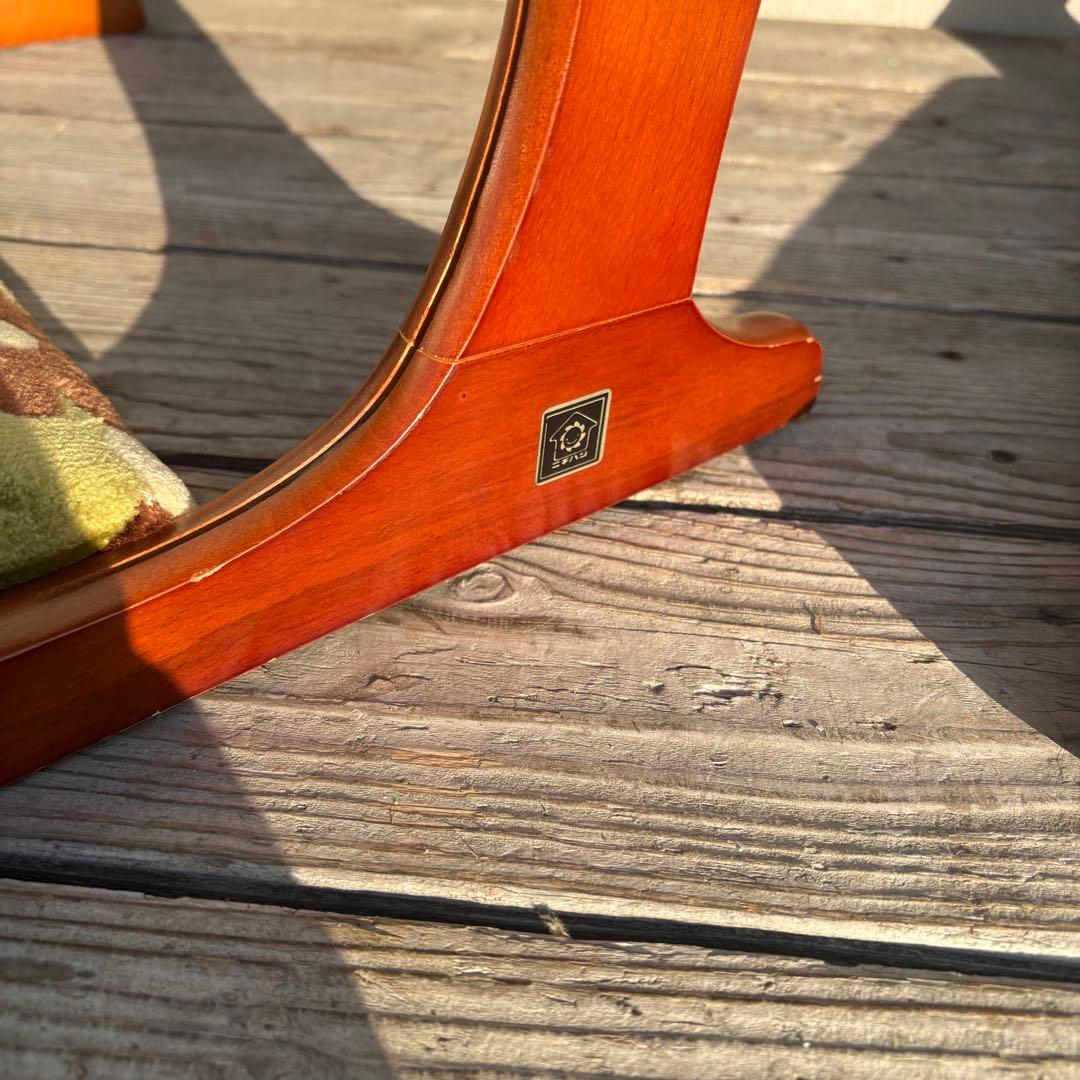 ①昭和レトロ ニチハン 花柄座椅子 2脚セット 花柄 和モダン 折りたたみ古家具