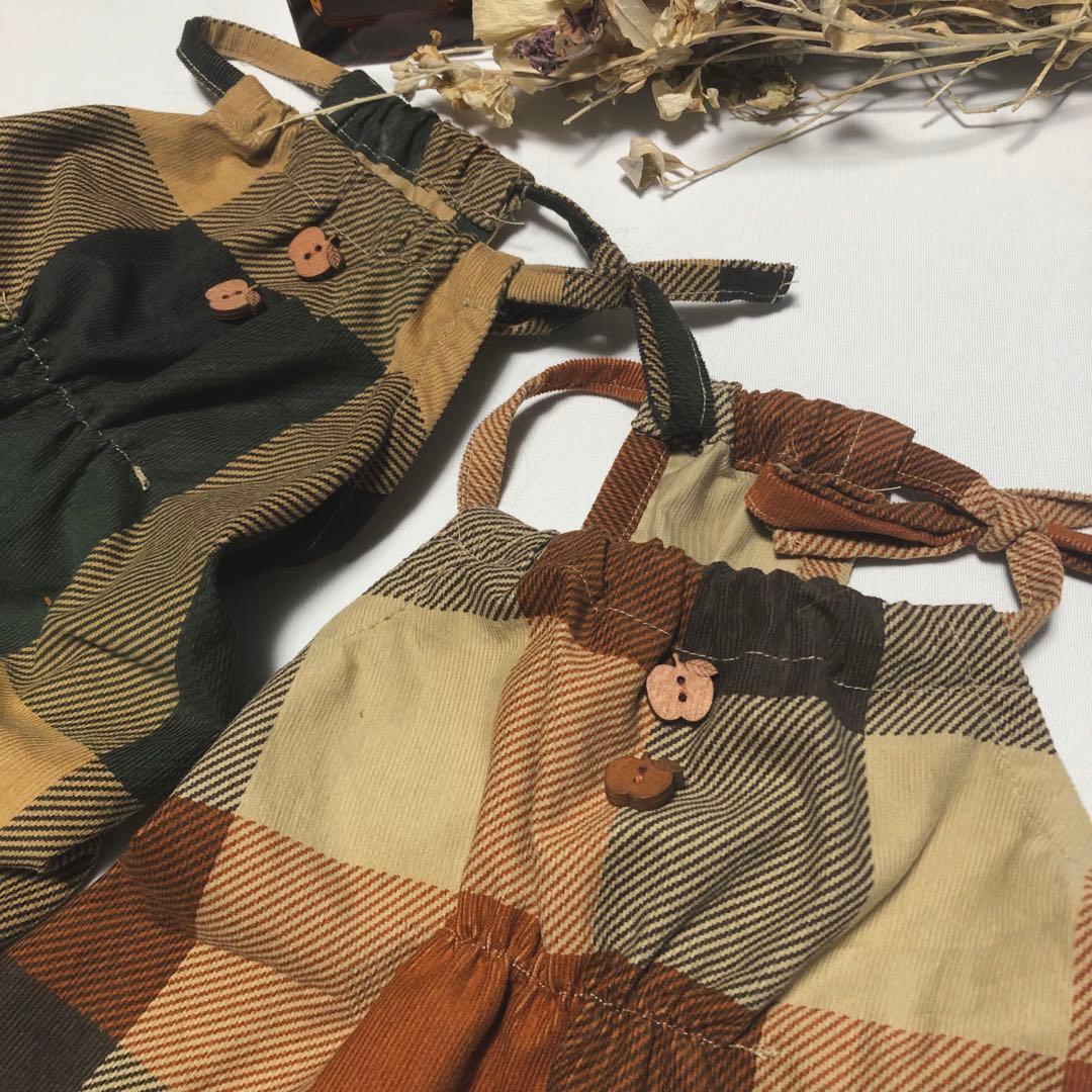 ハンドメイド　後ろギャザーサロペット　オーダー小型犬