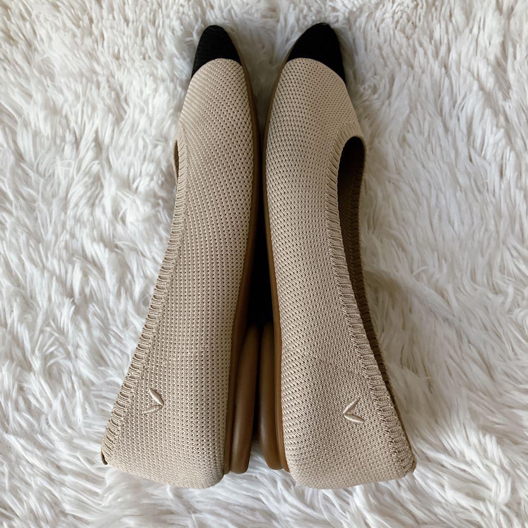 VIVAIA 38 24cm ニットパンプス バイカラー ベージュ ビバイア