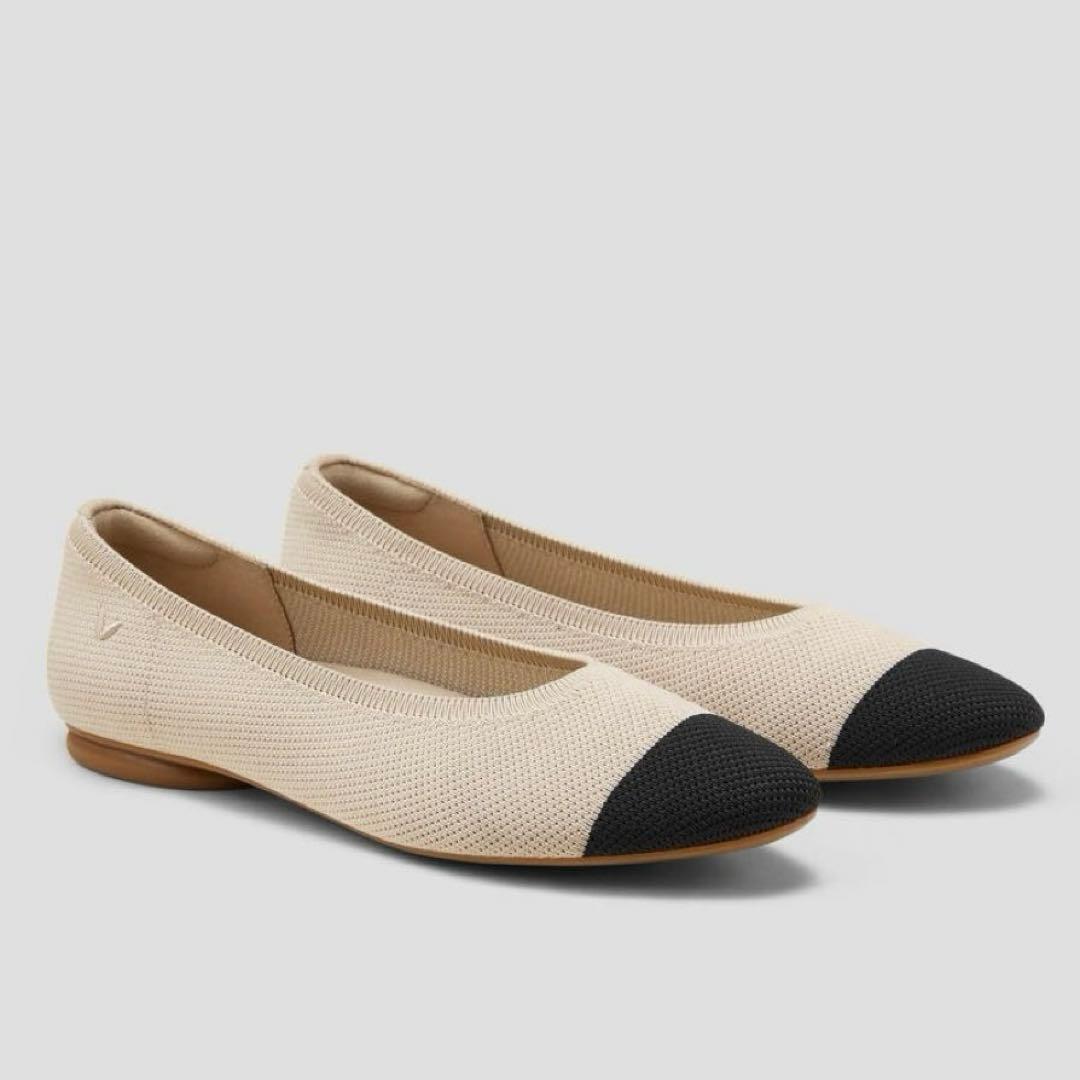 VIVAIA 38 24cm ニットパンプス バイカラー ベージュ ビバイア