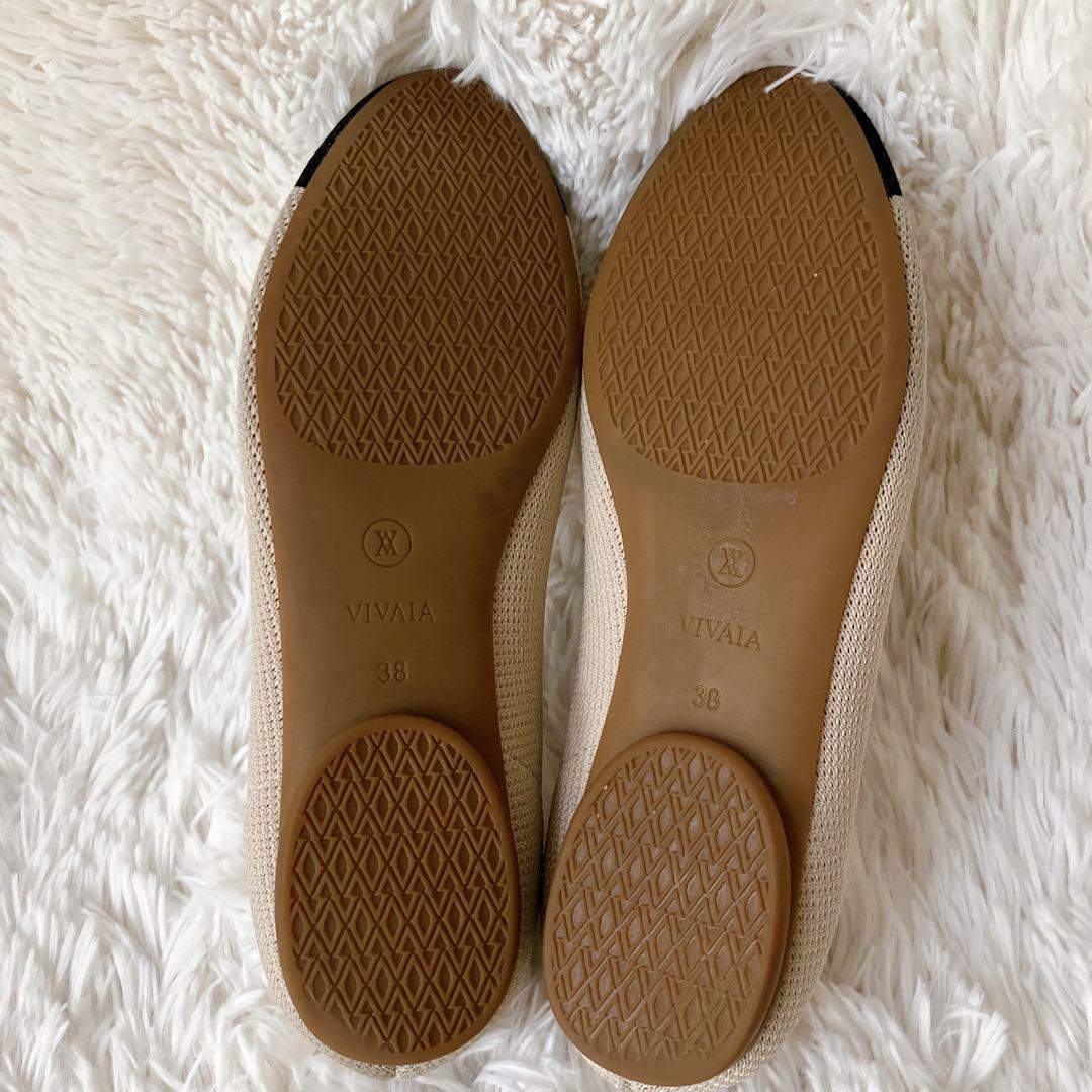 VIVAIA 38 24cm ニットパンプス バイカラー ベージュ ビバイア