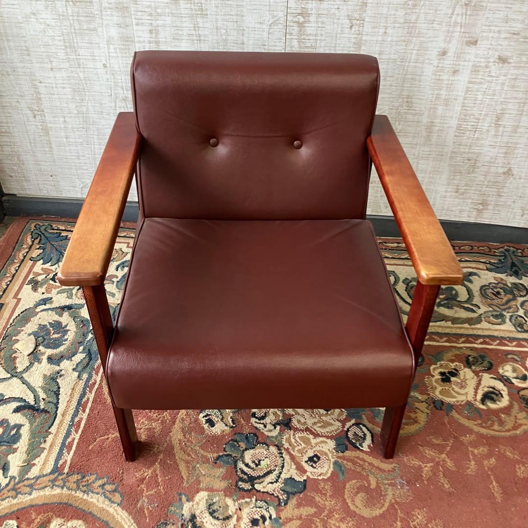 ②北欧レトロ プラス 木製フレーム アームチェア 一人掛けソファー ロビーチェア