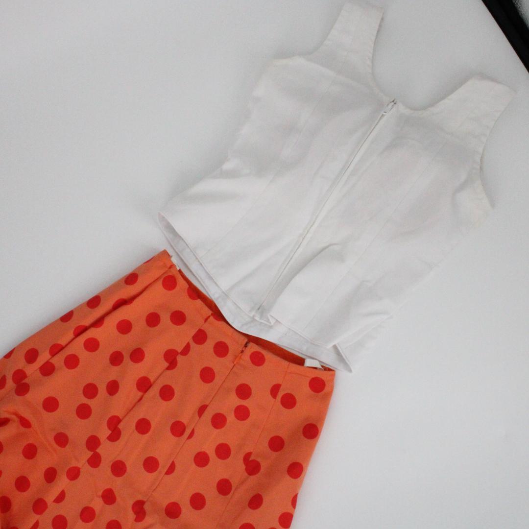 【美品 フラメンコ衣装】鮮やかオレンジ×水玉 ブラウス ファルダ 大判シージョ