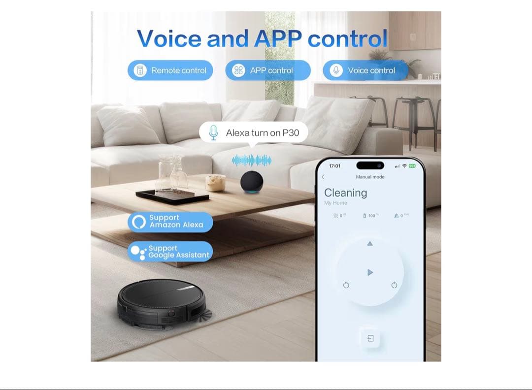 ロボット掃除機本体 ブラック 3000Pa 吸引力