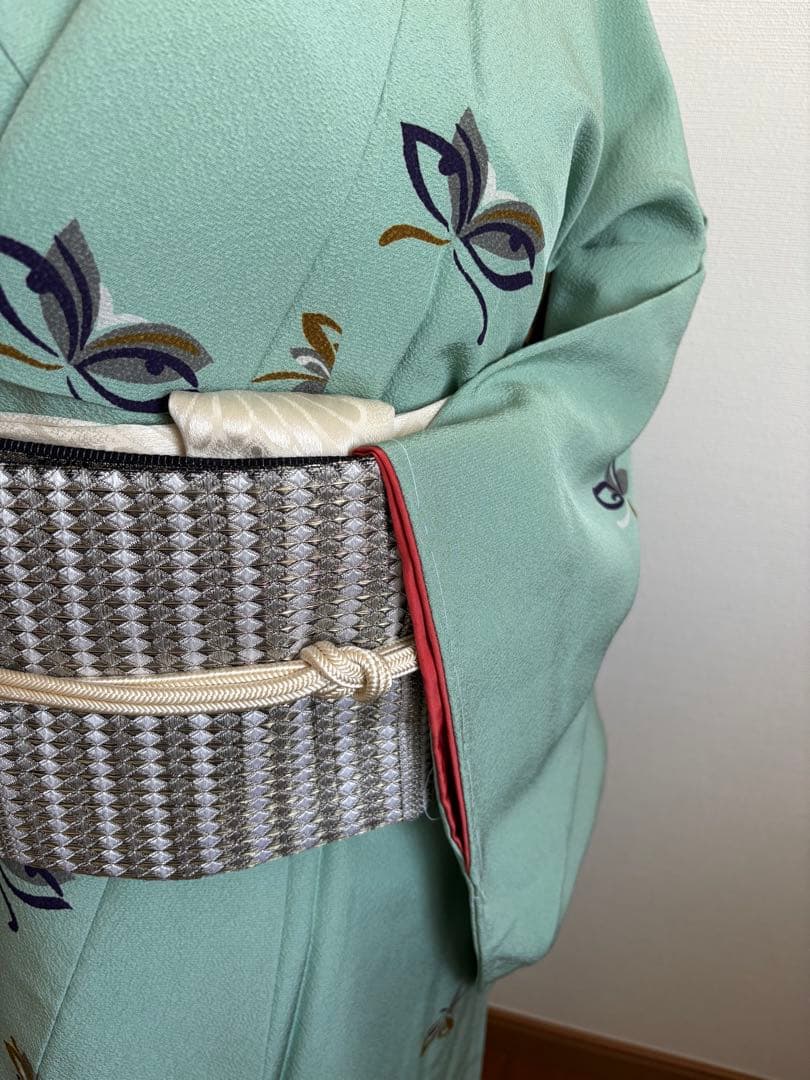 ❤️主役になれる正絹小紋　縮緬　ティファニーブルー　新品保管　新品畳紙付き