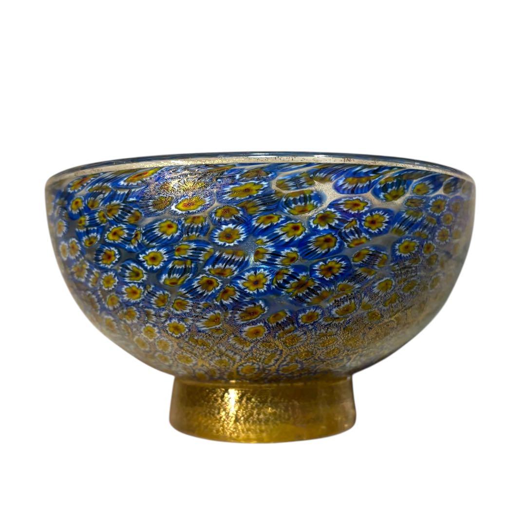 ベネチアンガラス ミルフィオリ 金彩 ガラスボウル ムラーノ ラグナ