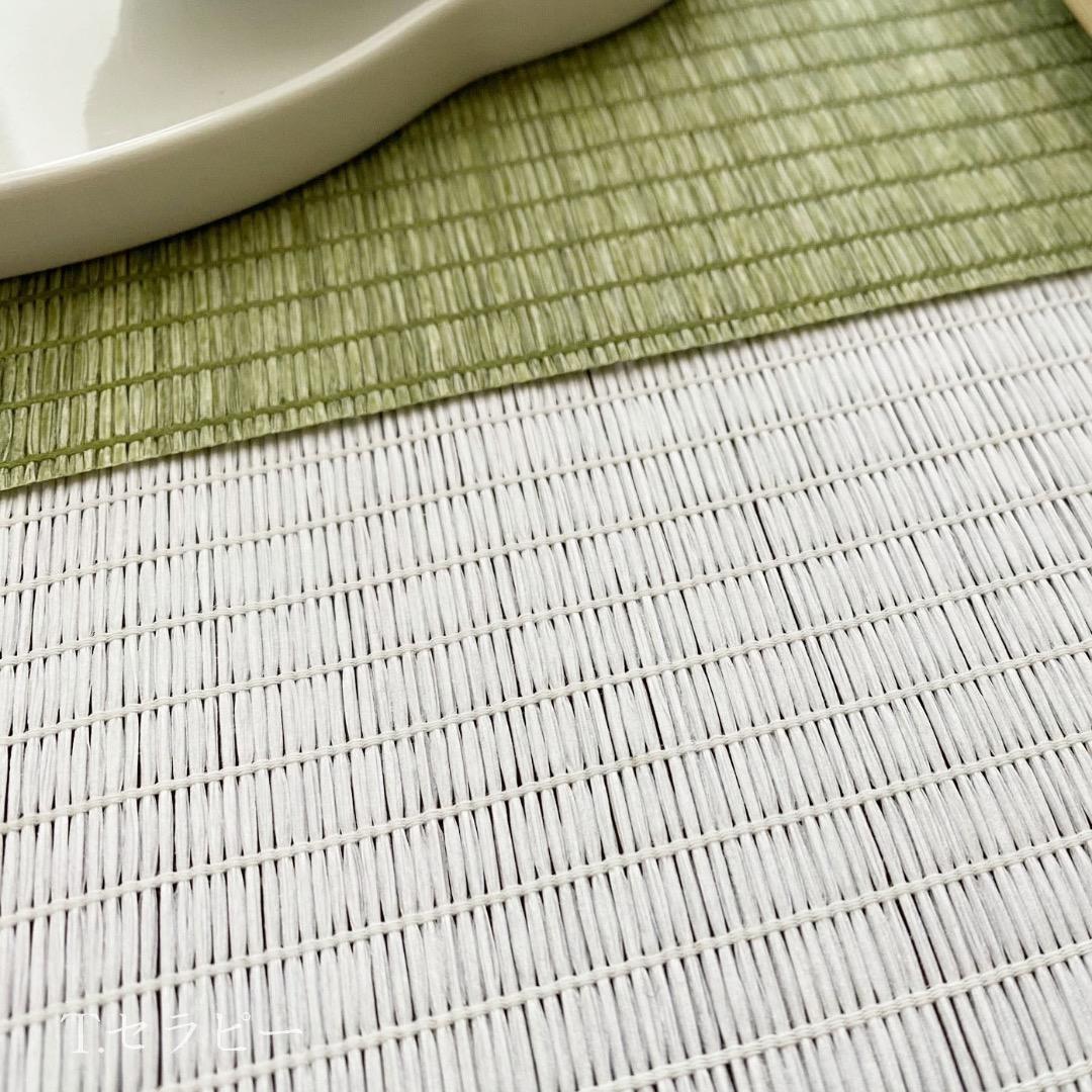 防水テーブルランナー  台湾茶道具 茶席 マット（若葉色+白 2m） 2枚セット