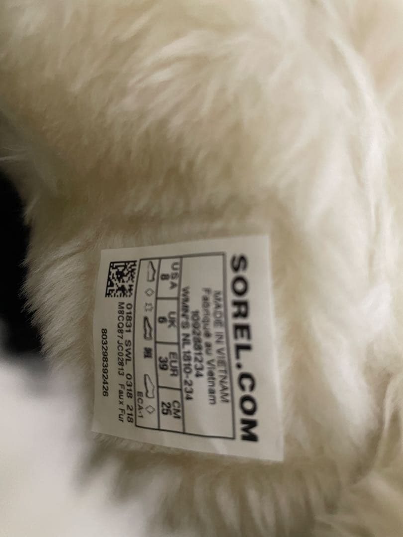 SOREL ファー付きブーツ ベージュと黒　レディース 25cm ほぼ未使用