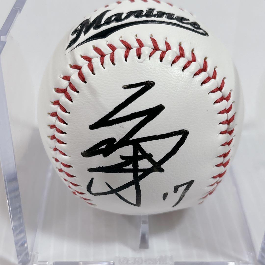 元千葉ロッテマリーンズ 背番号17 佐々木朗希 選手球団ロゴ 直筆サインボール