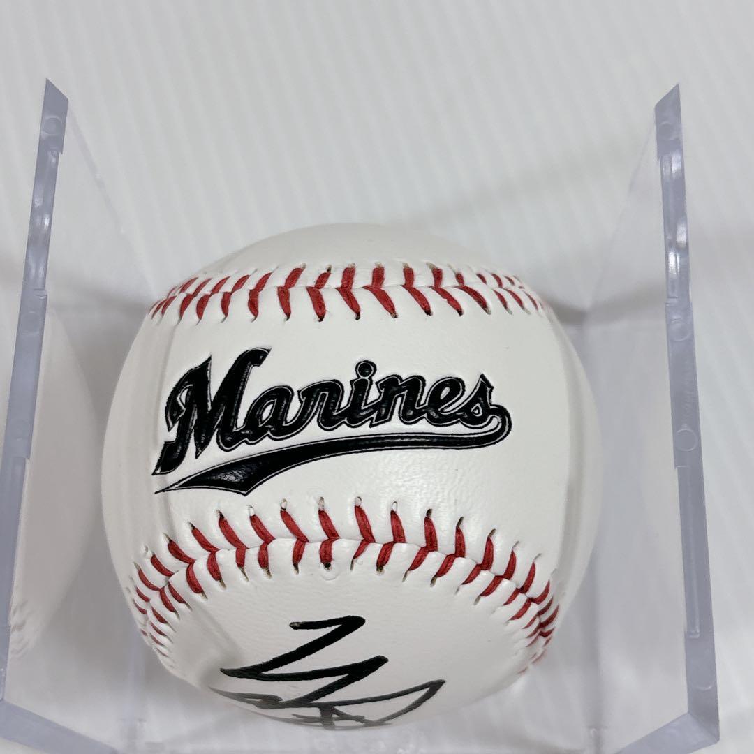 元千葉ロッテマリーンズ 背番号17 佐々木朗希 選手球団ロゴ 直筆サインボール