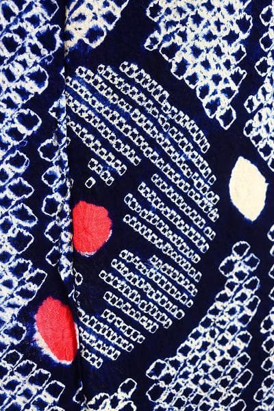 ★専用★未使用品 浴衣 有松絞り バチ衿 紺 花文 身丈156cm お洒落 夏