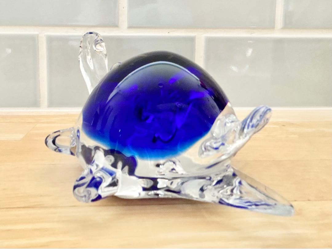 ベネチア ガラス murano ムラーノ ムラノ ヴェネチアグラス 亀 ブルー