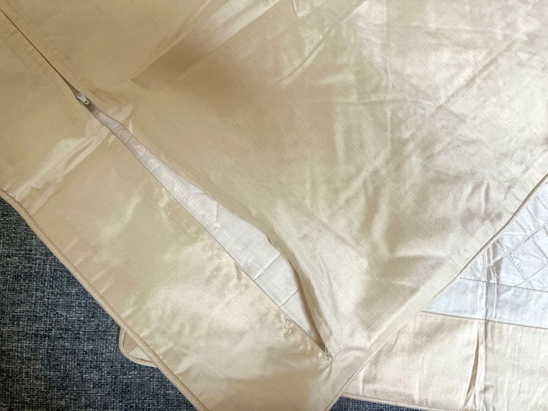 シルクシャンタン クッションカバー ベージュ 2枚セット大きめサイズ60×60