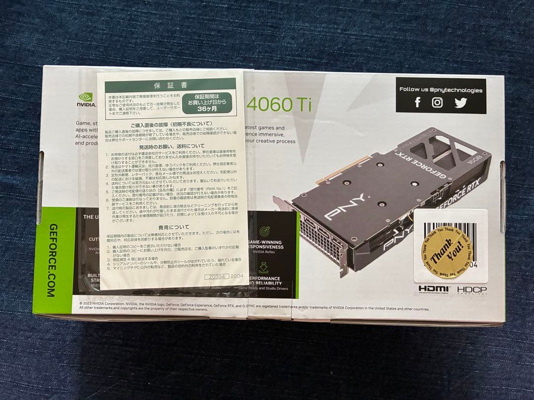 新品未開封　PNY GeForce RTX 4060 Ti 16GB VERTO