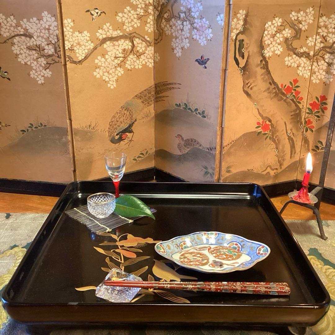 A920 古伊万里　金襴手　人物宝尽紋様　丸紋に唐草　菱形輪花皿　５枚