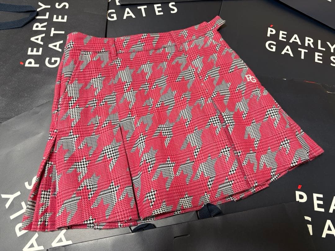 PEARLY GATES ピンク チェック柄スカート