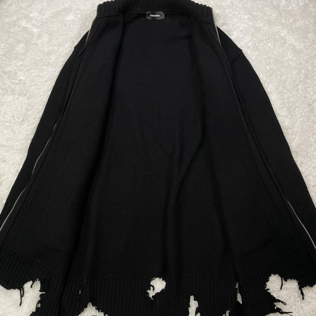 極美品✨DIESEL ニット コート ジャケット クラッシュ加工 ブラック