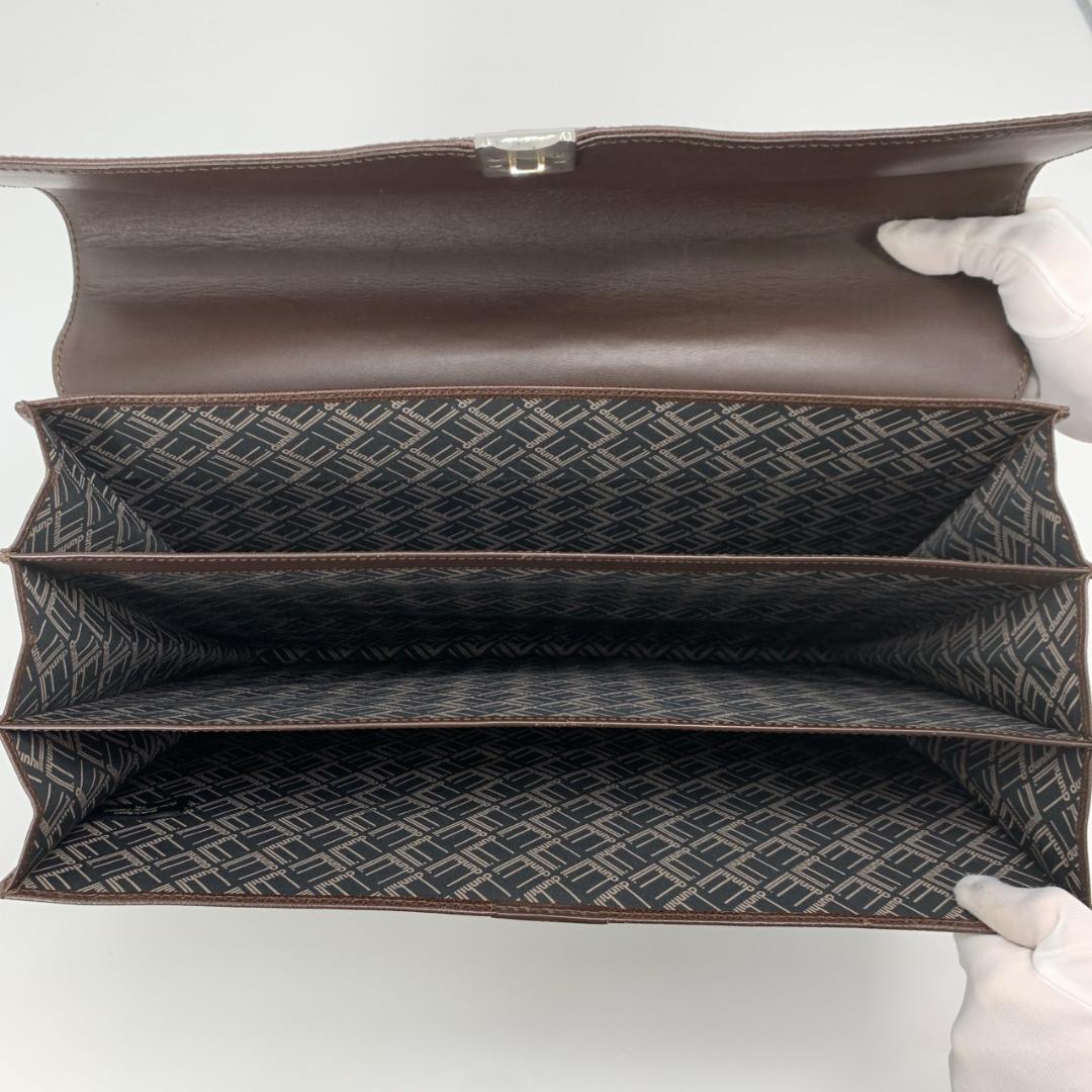 ダンヒル 鍵付き ハンド トート ビジネスバッグ ブリーフケース 本革 茶