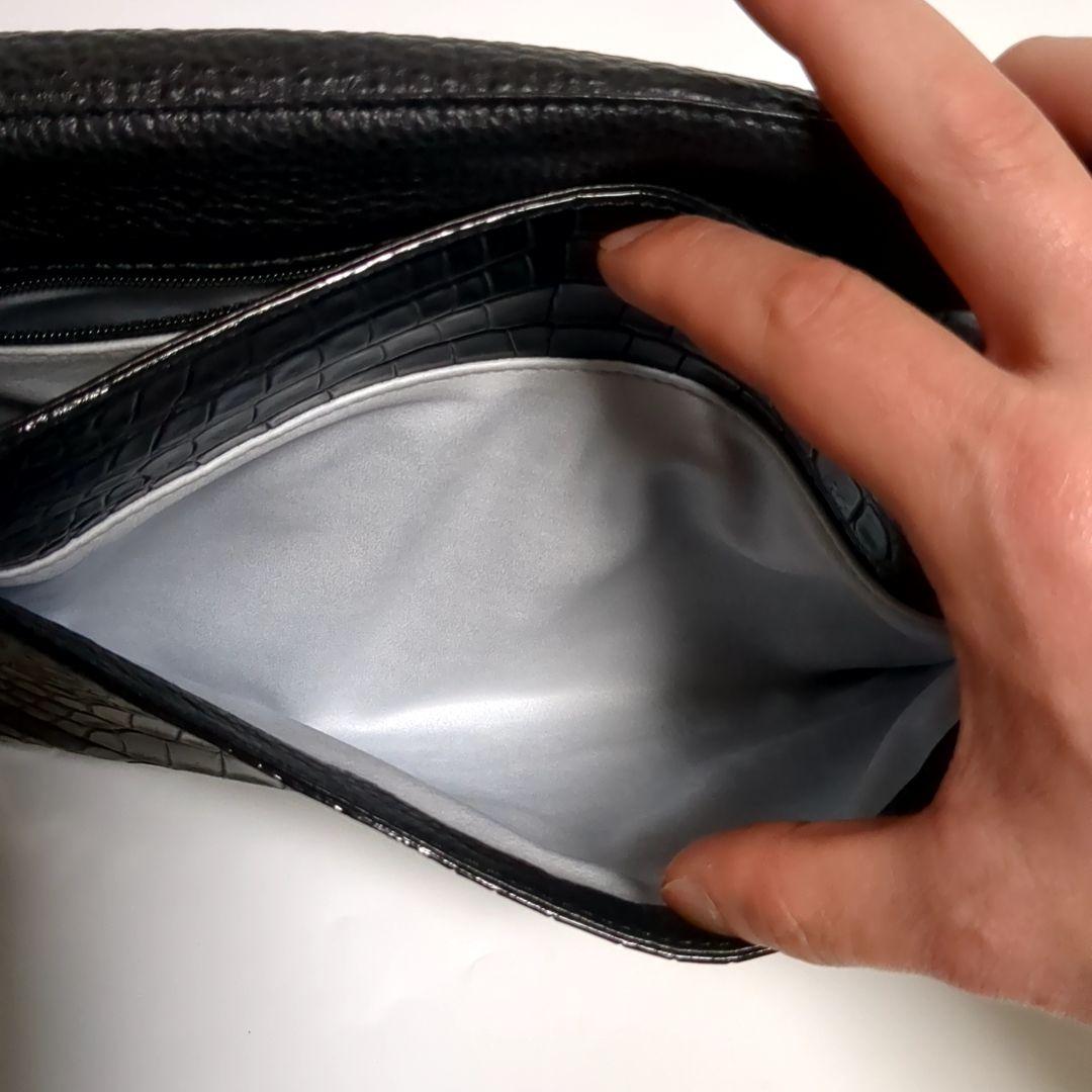 ✨美品✨JRA内タグ クロコダイル ショルダーバッグ センター取り ブラック