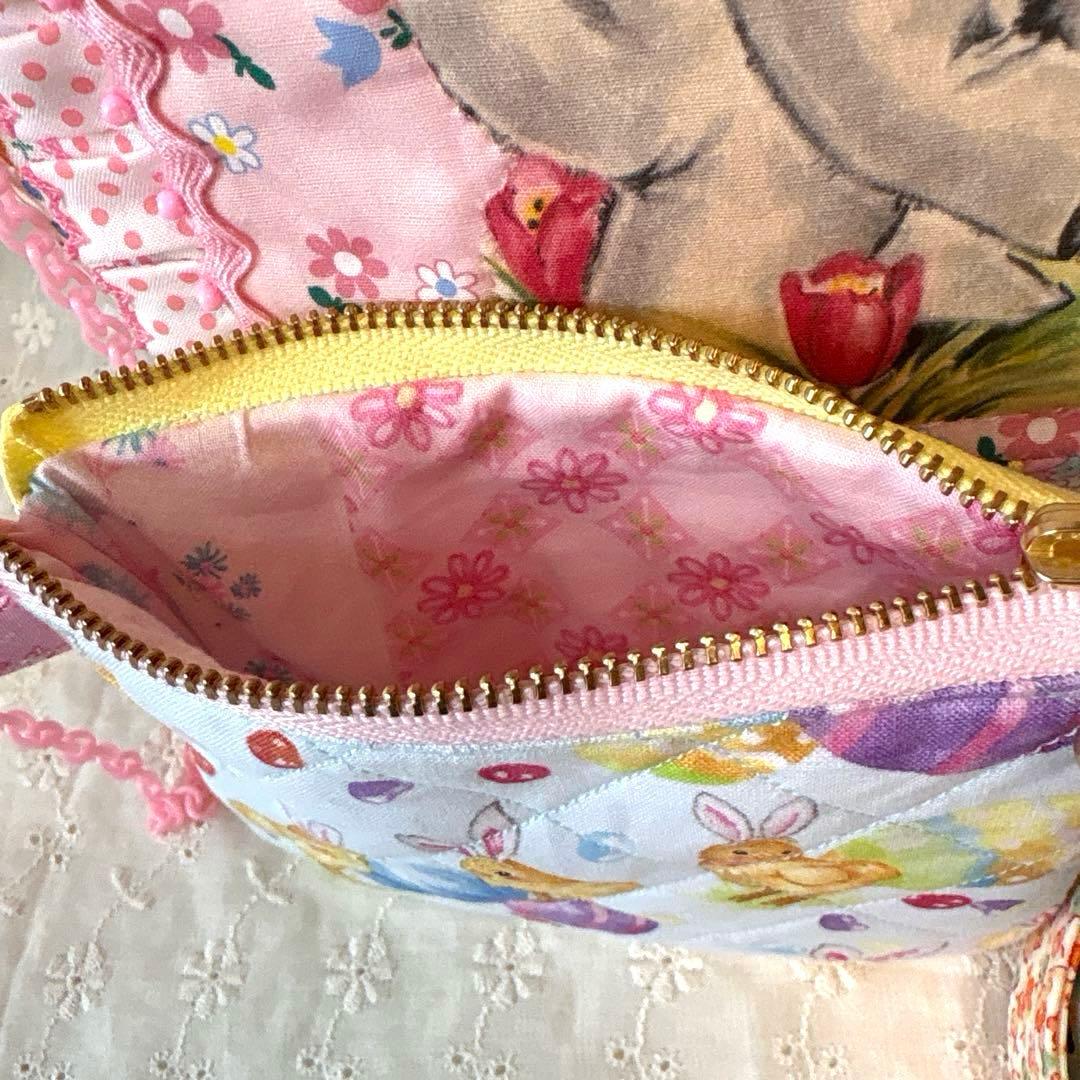 サーティーズ復刻版パッチワークトートバッグ ショルダー紐、ミニポーチ付き