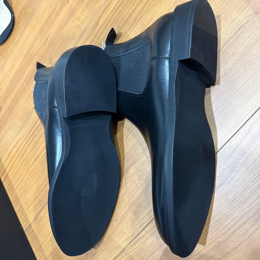 ブラック サイドゴアブーツ レザー