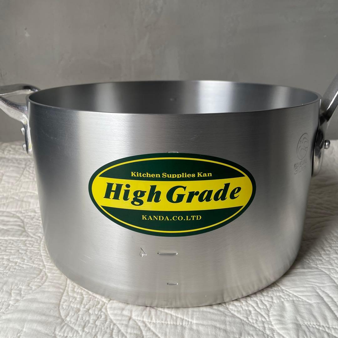 カンダ ハイグレード アルミ片手鍋 寸胴　目盛付 30cm 12L) 蓋つき