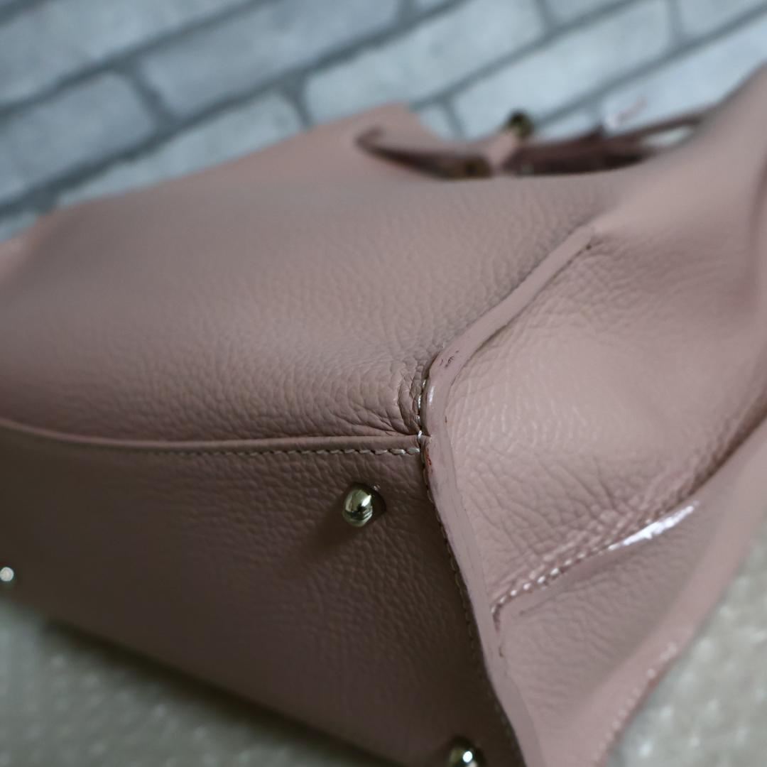 極美品 傳濱野 ミーティアリブレ レザー ショルダーバッグ なでしこベージュ