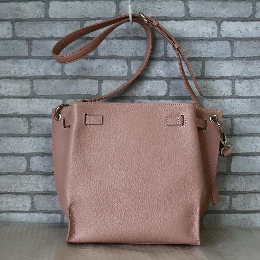 極美品 傳濱野 ミーティアリブレ レザー ショルダーバッグ なでしこベージュ