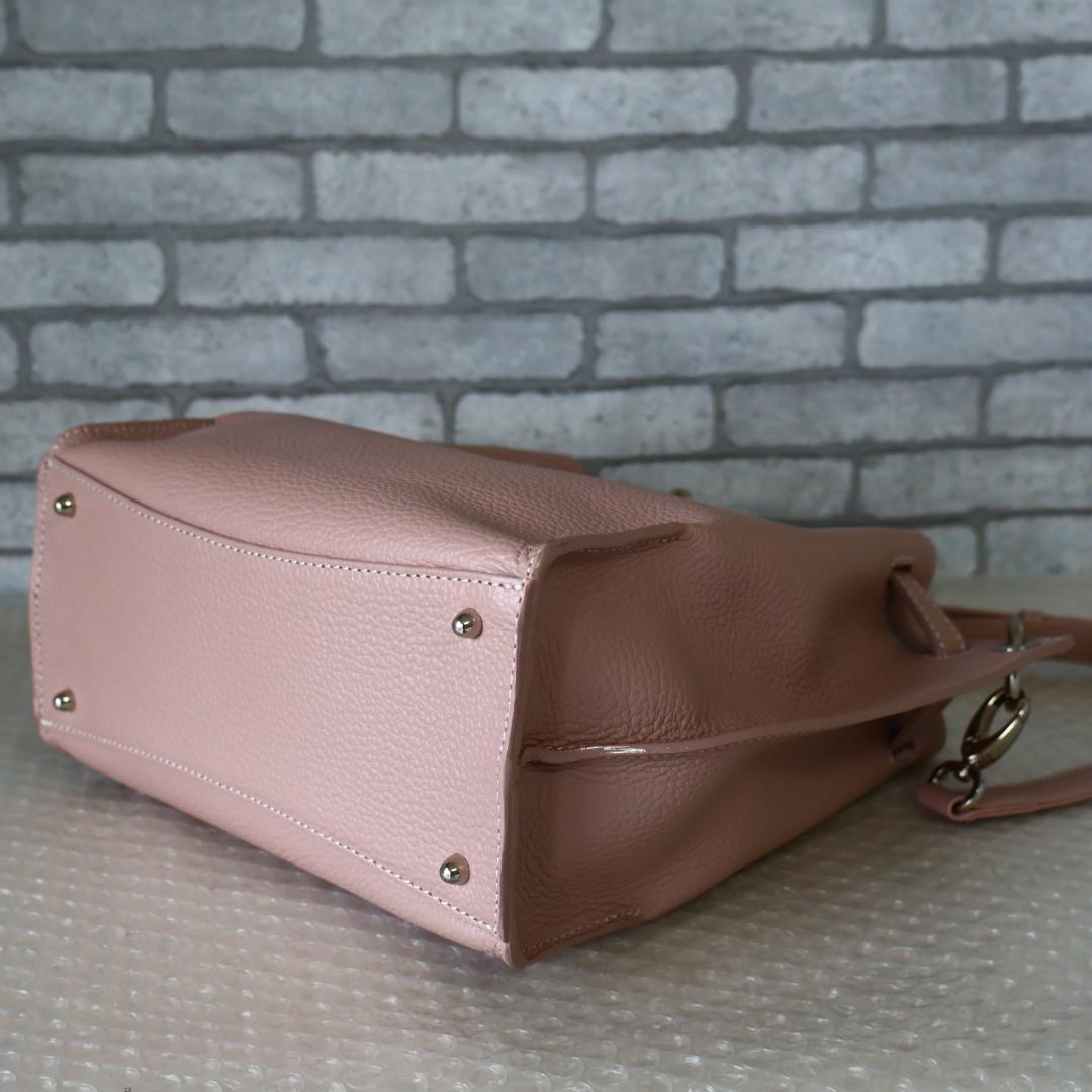 極美品 傳濱野 ミーティアリブレ レザー ショルダーバッグ なでしこベージュ