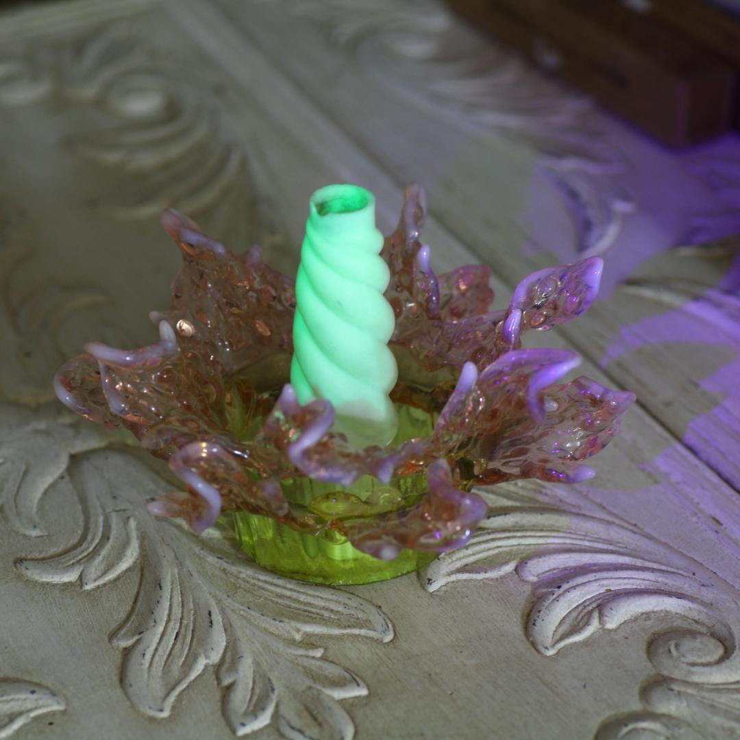 希少！フェントン キャンドルカバー10本ウランガラス　/アンティークシャンデリア