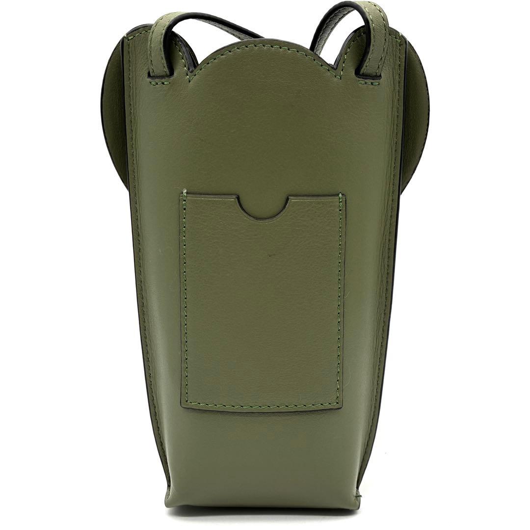 未使用に近い ロエベ ショルダーバッグ エレファント アナグラム レザー 緑