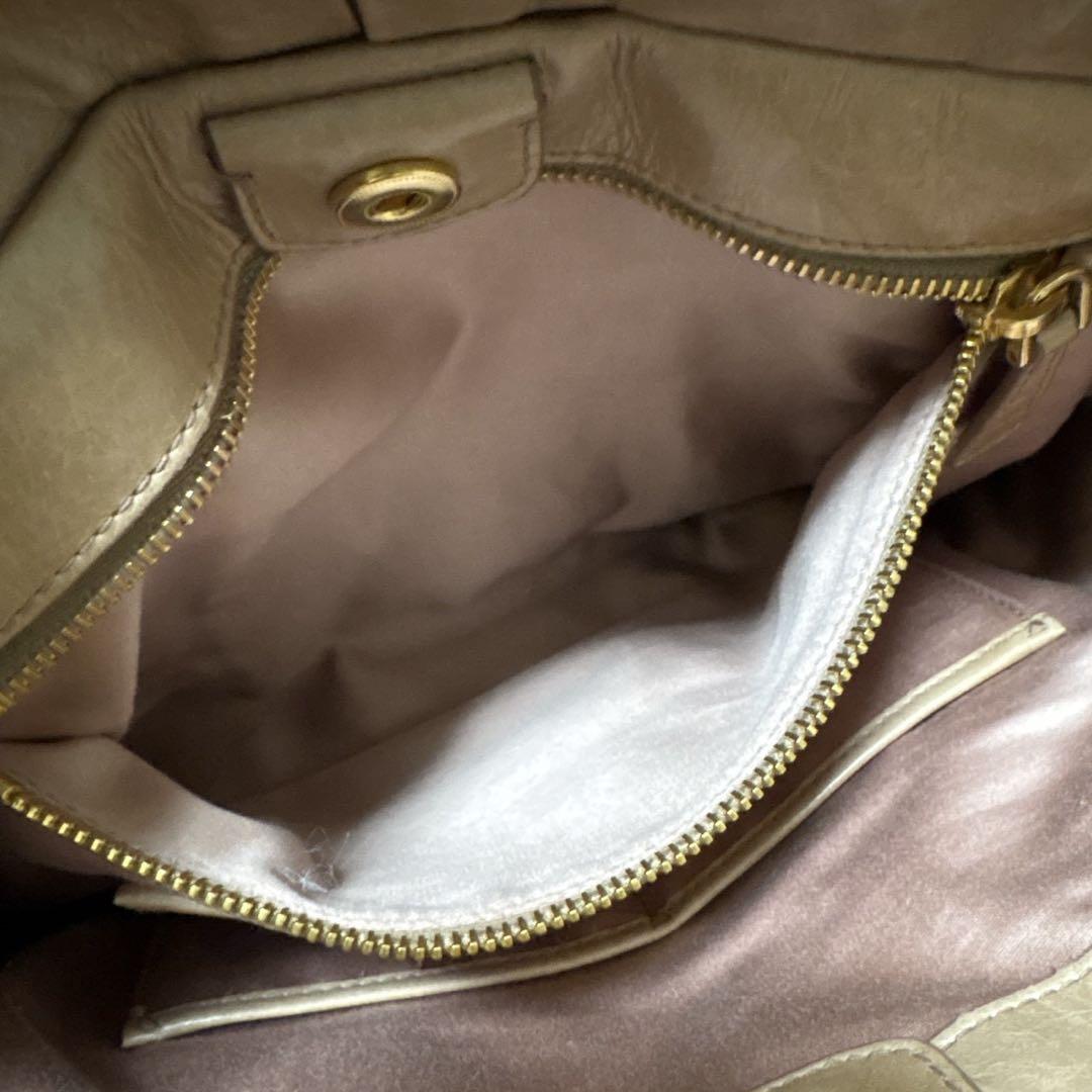 ミュウミュウ　ハンドバッグ　ヴィッテロルクス　2way レザー　ベージュ